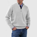 men's cotton turtleneck sweater with zipper closure.