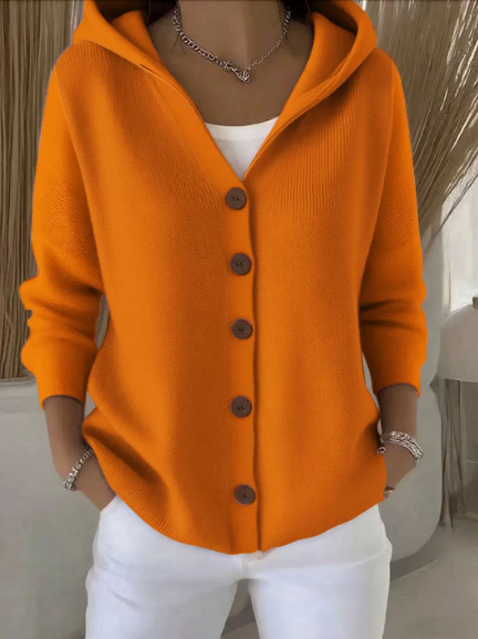 Women Cotton Plain Long Sleeve Comfy Casual Cardigan